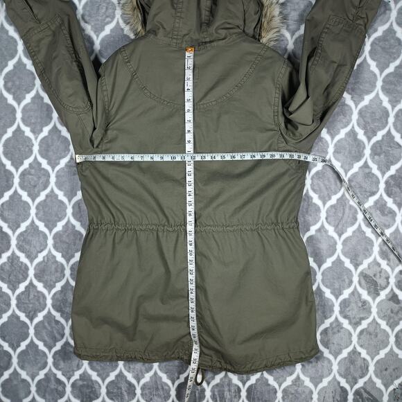 Gap Jacket Womens XL Green Hooded Parka Faux Fur Lined Winter Warm Coat - Picture 6 of 14